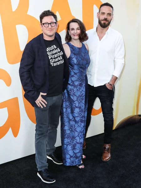 Damon Ross, Rebecca Huntley ve Pierre Perifel 12 Nisan 2022 'de Los Angeles, Kaliforniya' da bulunan Ace Hotel Tiyatrosu 'nda düzenlenen DreamWorks Animasyonunun Özel Gösterimi' ne geldiler.. 