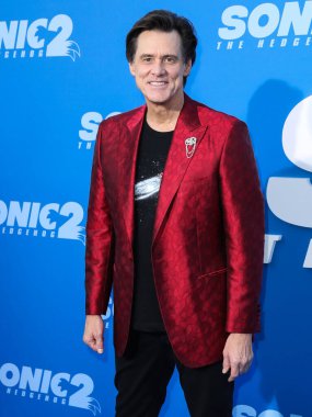 Kanadalı-Amerikalı aktör Jim Carrey, 5 Nisan 2022 'de Westwood, Los Angeles, Kaliforniya' da Regency Village Theatre 'da düzenlenen' Sonic The Hedgehog 2 'nin Los Angeles Premiere Show' una geldi.. 