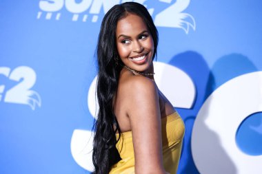 Somalili-Amerikalı aktris Sabrina Dhowre Elba, 5 Nisan 2022 'de Westwood, Los Angeles, Kaliforniya, ABD' deki Regency Village Theatre 'da düzenlenen' Sonic The Kirpi 2 'nin Los Angeles Premiere gösterimine geldi.. 