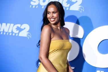 Somalili-Amerikalı aktris Sabrina Dhowre Elba, 5 Nisan 2022 'de Westwood, Los Angeles, Kaliforniya, ABD' deki Regency Village Theatre 'da düzenlenen' Sonic The Kirpi 2 'nin Los Angeles Premiere gösterimine geldi.. 