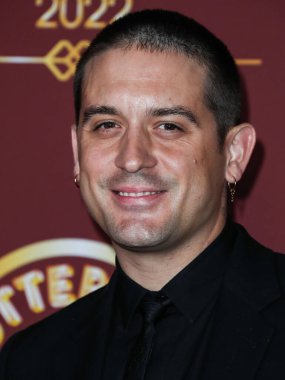 Rapçi G-Eazy (Gerald Earl Gillum), 26 Mart 2022 tarihinde Bel Air, Los Angeles, Kaliforniya, ABD 'de düzenlenen Darren Dzienciol ve Richie Akiva Oscar Partisi 2022' ye geldi.. 