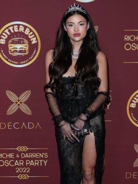 Holly Scarfone, 26 Mart 2022 tarihinde Bel Air, Los Angeles, Kaliforniya, ABD 'de düzenlenen Darren Dzienciol ve Richie Akiva Oscar Partisi 2022' ye ulaşır.