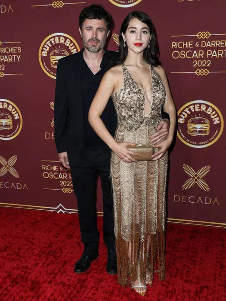 Actor Casey Affleck Novia Actriz Caylee Cowan Llegan Darren Dzienciol — Foto de Stock