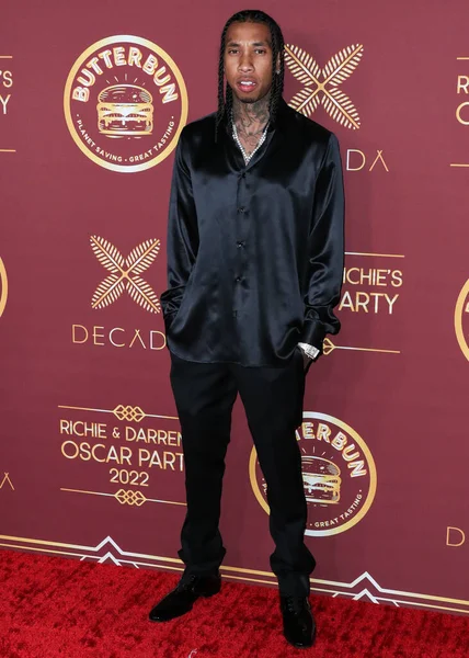 Rapçi Tyga (Micheal Ray Stevenson), 26 Mart 2022 tarihinde Bel Air, Los Angeles, Kaliforniya, ABD 'de düzenlenen Darren Dzienciol ve Richie Akiva Oscar Partisi 2022' ye geldi.. 