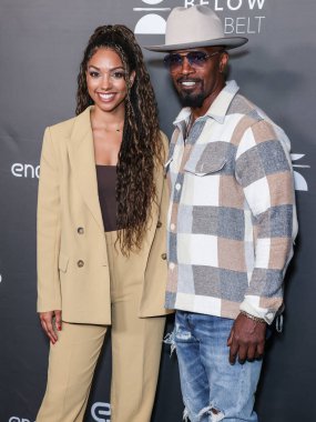 Amerikalı aktris Corinne Foxx ve baba / Amerikalı aktör Jamie Foxx, 1 Ekim 2022 'de Los Angeles, Kaliforniya, ABD' de bulunan Amerika Tiyatro Kompleksi Yönetmenler Birliği 'nin' Below the Belt 'in Los Angeles' taki ilk gösterimine geldiler.. 
