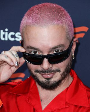 Colombian singer J Balvin (Jose Alvaro Osorio Balvin) arrives at Michael Rubin's Fanatics Super Bowl Party 2022 held at 3Labs on February 12, 2022 in Culver City, Los Angeles, California, United States. 
