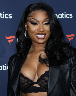 American rapper Megan Thee Stallion (Megan Jovon Ruth Pete) arrives at Michael Rubin's Fanatics Super Bowl Party 2022 held at 3Labs on February 12, 2022 in Culver City, Los Angeles, California, United States. 