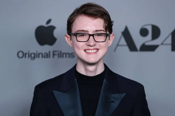 stock image Actor Lucas Barker arrives at the Los Angeles Premiere Of Apple Original Films' and A24's 'The Tragedy Of Macbeth' held at the Directors Guild of America Theater Complex on December 16, 2021 in Los Angeles, California, United States. 