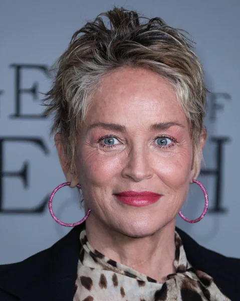 Atriz Americana Sharon Stone Vestindo Dolce Gabbana Chega Los Angeles — Fotografia de Stock