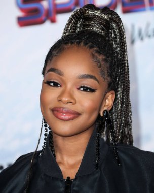 Aktris Marsai Martin, 13 Aralık 2021 'de Westwood, Los Angeles, Kaliforniya, ABD' deki Regency Village Theatre 'da düzenlenen Columbia Pictures' ın Örümcek Adam: No Way Home 'un Los Angeles galasına geldi.. 