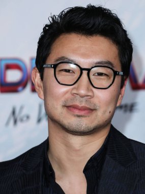 Dzojchen kıyafeti giyen aktör Simu Liu, 13 Aralık 2021 'de Westwood, Los Angeles, Kaliforniya, ABD' deki Regency Village Theatre 'da düzenlenen Columbia Filmlerinin' Örümcek Adam: No Way Home 'filminin Los Angeles galasına geldi.. 