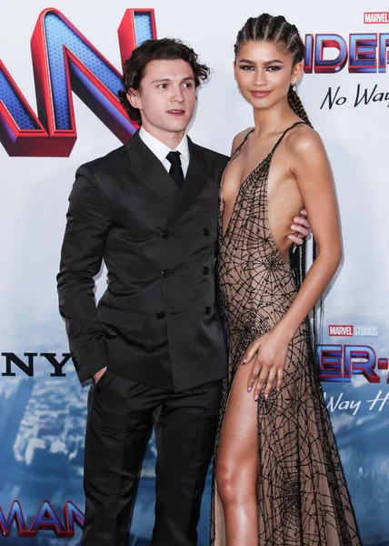 Ator Tom Holland Atriz Zendaya Coleman Chegam Los Angeles Premiere — Fotografia de Stock