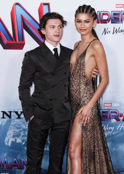 Acteur Tom Holland Actrice Zendaya Coleman Arriveren December 2021 Het — Stockfoto