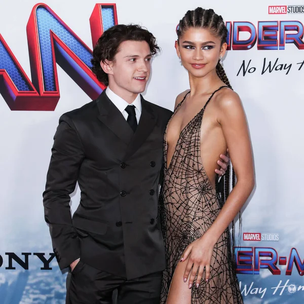 Acteur Tom Holland Actrice Zendaya Coleman Arriveren December 2021 Het — Stockfoto