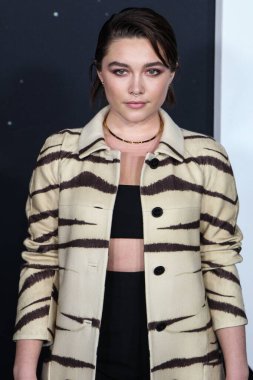 Actress Florence Pugh wearing an outfit by Valentino arrives at the World Premiere of Netflix's 'Don't Look Up' held at Jazz at Lincoln Center on December 5, 2021 in Manhattan, New York City, New York, United States clipart