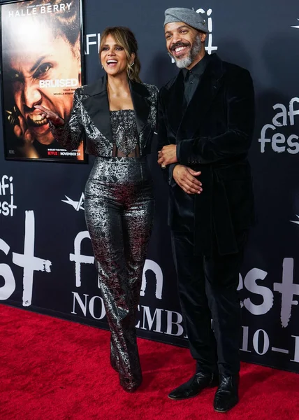 Atriz Halle Berry Namorado Van Hunt Chegam Festival Afi 2021 — Fotografia de Stock