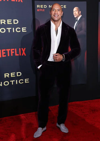 Actorul Dwayne Johnson Ajunge Premiera Mondială Notificării Roșii Netflix Care — Fotografie, imagine de stoc