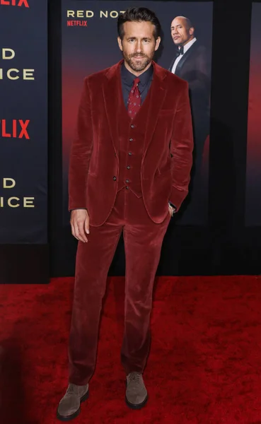 Acteur Ryan Reynolds Arriveert Los Angeles Premiere Netflix Red Notice — Stockfoto