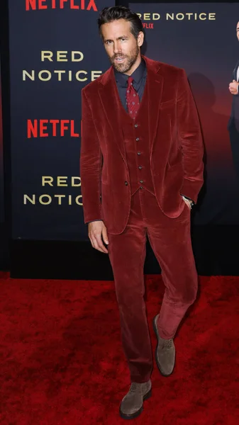 Acteur Ryan Reynolds Arrive Première Red Notice Netflix Xbox Plaza — Photo