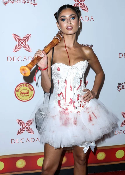 Actrice Model Sohni Ahmed Arriveert Darren Dzienciol Carn Evil Halloween — Stockfoto
