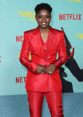 Aktris / rapçi Bre-Z (Calesha Murray) 13 Ekim 2021 'de Los Angeles, Kaliforniya, ABD' de bulunan Shrine Auditorium ve Expo Hall 'da düzenlenen Netflix' in 'The Harder They Fall' adlı filminin Los Angeles galasına geldi.