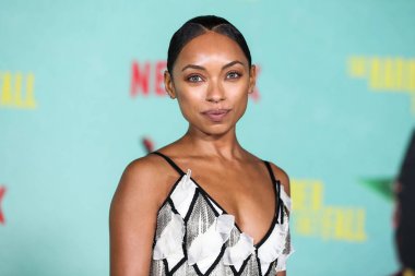 Aktris Logan Browning 13 Ekim 2021 'de Los Angeles, Kaliforniya, ABD' de bulunan Shrine Auditorium ve Expo Hall 'da düzenlenen Netflix' in 