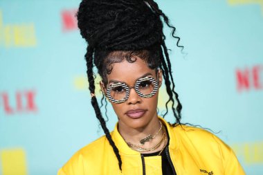 Şarkıcı-söz yazarı Teyana Taylor, 13 Ekim 2021 'de Los Angeles, Kaliforniya, ABD' de bulunan Shrine Auditorium ve Expo Hall 'da düzenlenen Netflix' in 