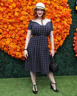 Aktris Christina Hendricks, 2 Ekim 2021 'de ABD' nin Los Angeles eyaletindeki Pacific Palisades, Los Angeles, Kaliforniya eyaletindeki Will Rogers Eyalet Parkı 'nda düzenlenen Veuve Clicquot Polo Classic Los Angeles 2021' e geldi.. 