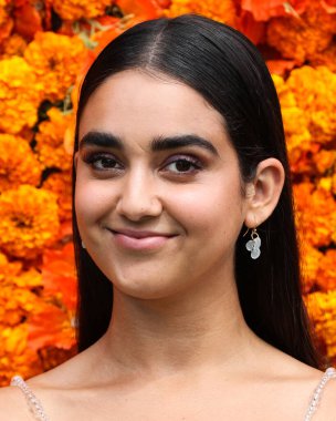 Aktris Geraldine Viswanathan, 2 Ekim 2021 'de Will Rogers Eyalet Tarihi Parkı' nda düzenlenen Veuve Clicquot Polo Classic Los Angeles 2021 'e geldi.. 