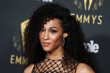 Aktris Mj Rodriguez (Michaela Antonia Ja Rodriguez), 17 Eylül 2021 'de Los Angeles, Kaliforniya, ABD' de düzenlenen The Academy of Television Arts and Sciences 'da düzenlenen 73. Emmy Ödüllü Adayları Töreni' ne geldi..