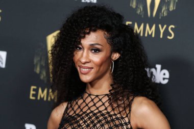 Aktris Mj Rodriguez (Michaela Antonia Ja Rodriguez), 17 Eylül 2021 'de Los Angeles, Kaliforniya, ABD' de düzenlenen The Academy of Television Arts and Sciences 'da düzenlenen 73. Emmy Ödüllü Adayları Töreni' ne geldi..
