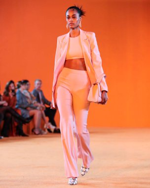 16 Eylül 2021 'de Beverly Hills, Los Angeles, Kaliforniya' da SheatsGoldstein Konutu 'nda düzenlenen MARCELL VON BERLIN İlkbahar / Yaz 2021 Runway Show' da bir model podyumda yürüyor..