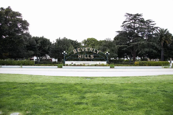 Άποψη Του Beverly Hills Sign Στο Beverly Gardens Park Στο — Φωτογραφία Αρχείου