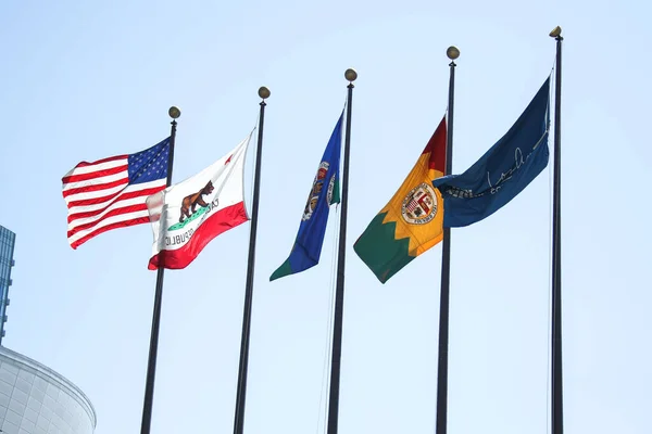Bandiere Degli Stati Uniti California Republic Contea Los Angeles Città — Foto Stock
