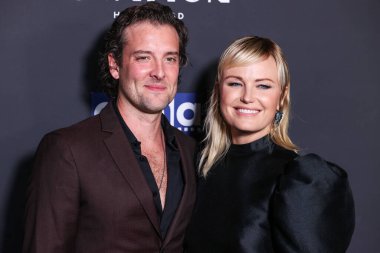 İngiliz aktör Jack Donnelly ve eşi / İsveçli-Amerikalı aktris ve model Malin Kerman (Malin Akerman), TCL Çin 6 Tiyatrosunda düzenlenen 22. Yıllık Korku Festivali - The Avenue Entertainment 'in' Slayer 'filminin dünya prömiyeri 