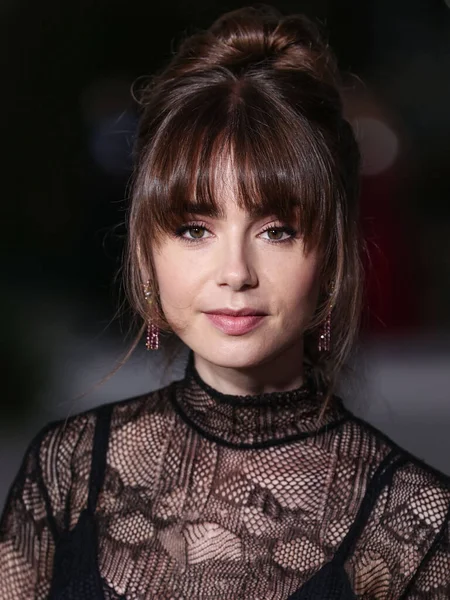 Lily Collins Arriva Secondo Gala Annuale Dell Academy Museum Motion — Foto Stock