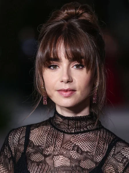 Lily Collins Arriva Secondo Gala Annuale Dell Academy Museum Motion — Foto Stock