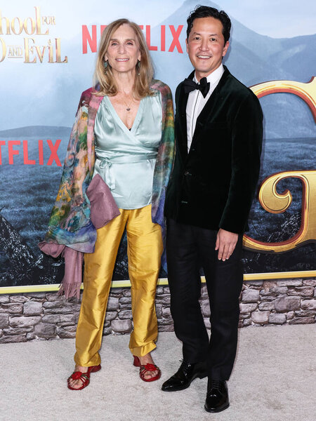 Jane Startz and Kane Lee arrive at the World Premiere Of Netflix's 'The School For Good And Evil' held at Regency Village Theatre on October 18, 2022 in Westwood, Los Angeles, California, United States.