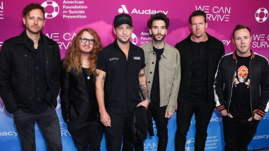 Brent Kutzle, Drew Brown, Ryan Tedder, Brian Willett, Zach Filkins and Eddie Fisher of OneRepublic arrive at Audacy's 9th Annual We Can Survive Concert in partnership with the American Foundation For Suicide Prevention. Hollywood Bowl, Oct 22, 2022