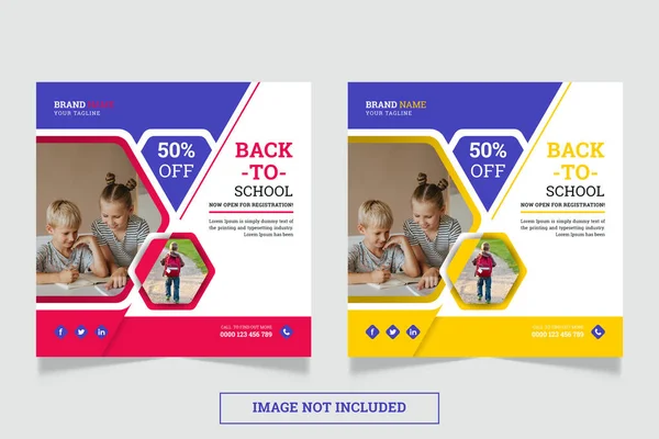 Okul eğitimi sosyal medya paylaşımı ya da okula kabul web afişi şablonu 
