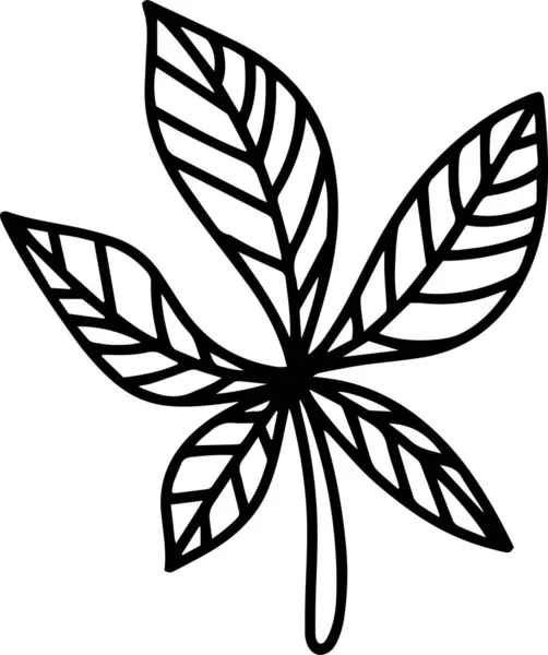Chestnut Leaf Vector Clip Art Black White — Stock Vector