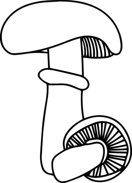 Mushrooms Vector Clip Art Black White — ストックベクタ