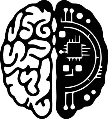 Cyber brains Vector Clip Art, Black and White