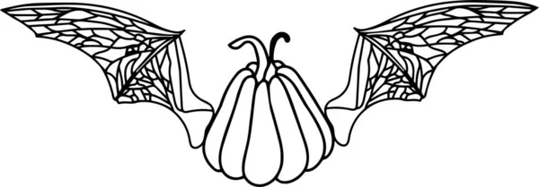 Pumpkin Wings Vector Clip Art Black White — Vetor de Stock