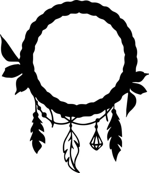 Boho Frame Vector Clip Art Black White — Stock vektor