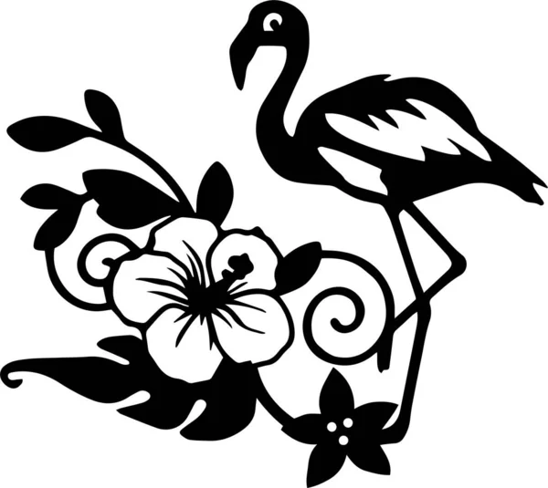 Flamingos Vector Clip Art Black White — Image vectorielle