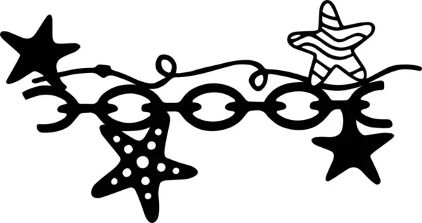 Starfish Vector Clip Art Black White — Vetor de Stock