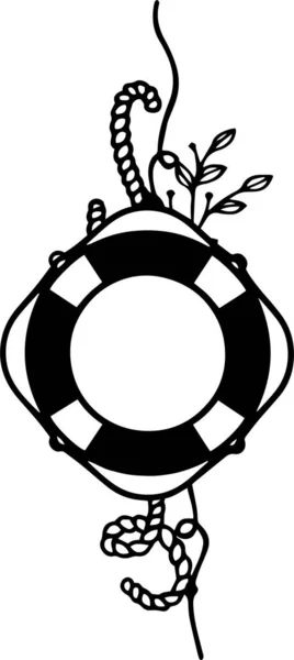 Lifebuoy Vector Clip Art Black White — Image vectorielle