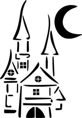 Castle Vector, Stencil, black and white