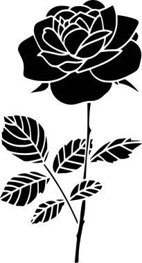 Rose Vector, Stencil, black and white